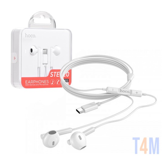 Hoco Wired Earphones M65 Special Sound Type C with Microphone 1.2m White